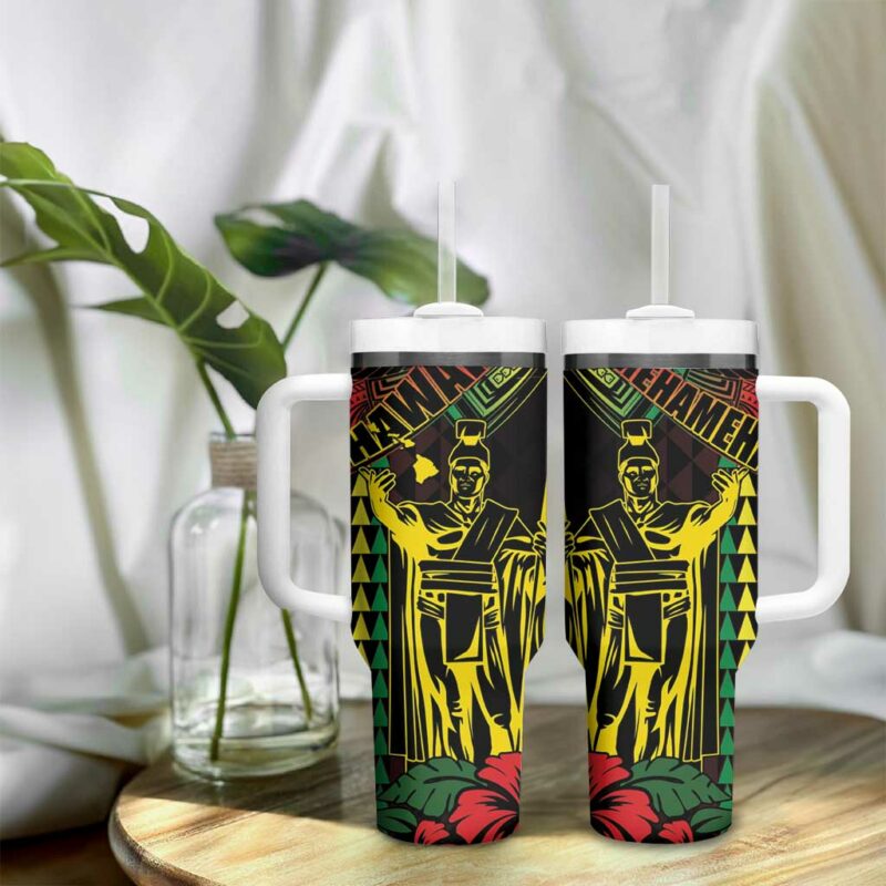 King Kamehameha Day Hawaii Kakau Reggae Custom Stanley Quencher 40oz Stainless Steel Tumbler With Handle - Threewoofs - Image 9