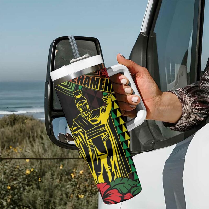 King Kamehameha Day Hawaii Kakau Reggae Custom Stanley Quencher 40oz Stainless Steel Tumbler With Handle - Threewoofs - Image 7