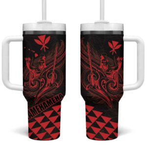 King Kamehameha Day Kakau Polynesian Custom Stanley Quencher 40oz Stainless Steel Tumbler With Handle - Threewoofs
