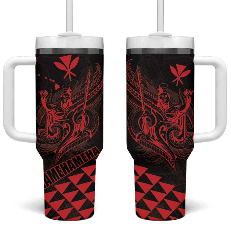 King Kamehameha Day Kakau Polynesian Custom Stanley Quencher 40oz Stainless Steel Tumbler With Handle - Threewoofs
