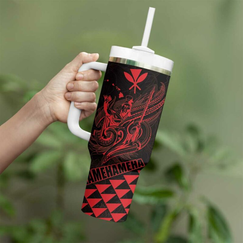 King Kamehameha Day Kakau Polynesian Custom Stanley Quencher 40oz Stainless Steel Tumbler With Handle - Threewoofs - Image 3