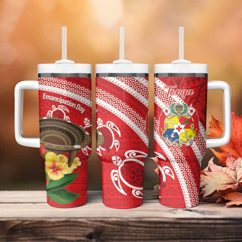 Kingdom Of Tonga Emancipation Day Custom Stanley Quencher 40oz Stainless Steel Tumbler With Handle - Threewoofs - Image 4
