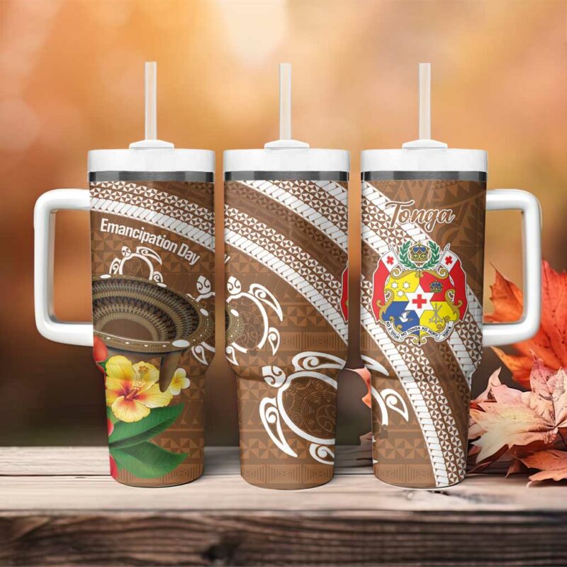 Kingdom Of Tonga Emancipation Day Custom Stanley Quencher 40oz Stainless Steel Tumbler With Handle - Threewoofs - Image 4
