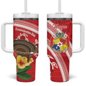 Kingdom Of Tonga Emancipation Day Custom Stanley Quencher 40oz Stainless Steel Tumbler With Handle - Threewoofs