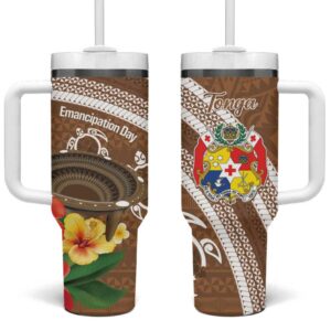 Kingdom Of Tonga Emancipation Day Custom Stanley Quencher 40oz Stainless Steel Tumbler With Handle - Threewoofs