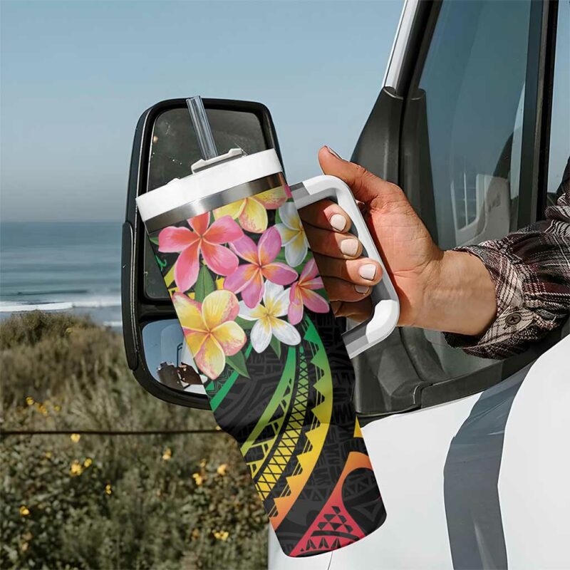 Kiribati Red Jasmine Mango Reggae Polynesian Art Custom Stanley Quencher 40oz Stainless Steel Tumbler With Handle - Threewoofs - Image 7