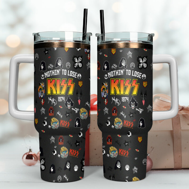 Kiss Band Music Custom Stanley Quencher 40oz Stainless Steel Tumbler With Handle - Threewoofs - Image 4
