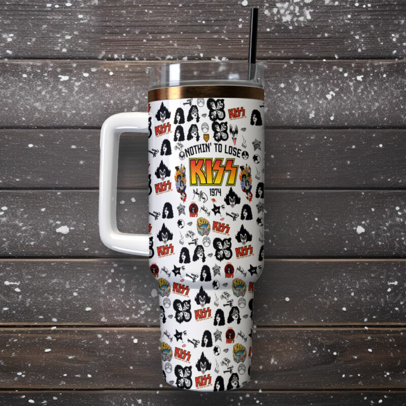 Kiss Band Music Custom Stanley Quencher 40oz Stainless Steel Tumbler With Handle - Threewoofs - Image 2