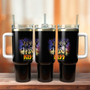 Kiss Band Music Custom Stanley Quencher 40oz Stainless Steel Tumbler With Handle - Threewoofs