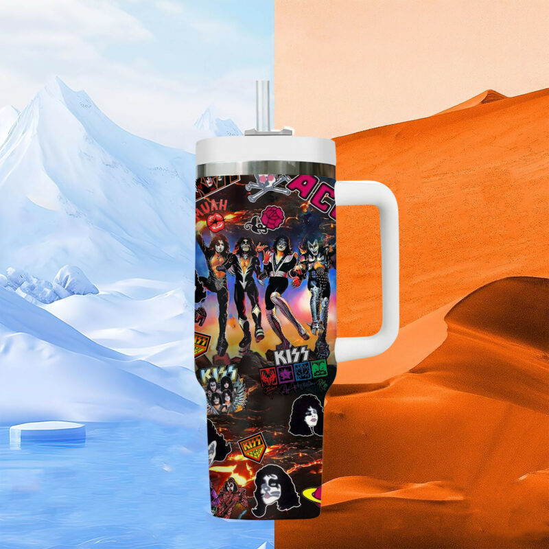 Kiss Band Music Custom Stanley Quencher 40oz Stainless Steel Tumbler With Handle - Threewoofs - Image 7