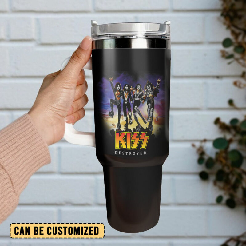 Kiss Band Music Custom Stanley Quencher 40oz Stainless Steel Tumbler With Handle - Threewoofs - Image 3