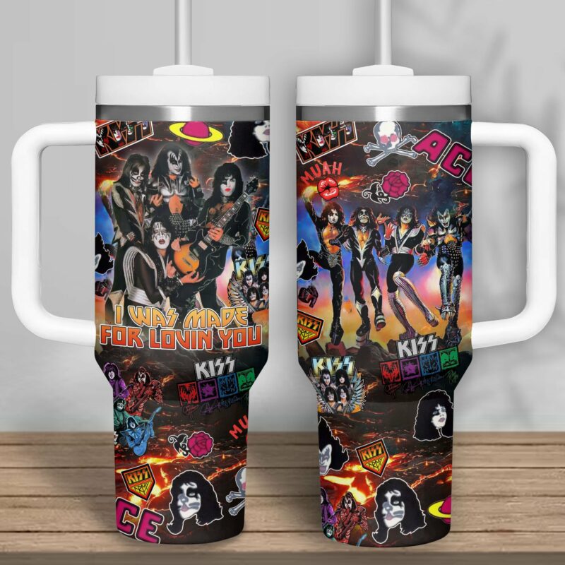 Kiss Band Music Custom Stanley Quencher 40oz Stainless Steel Tumbler With Handle - Threewoofs
