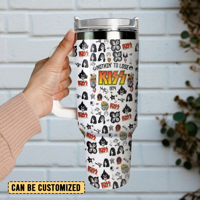 Kiss Band Music Custom Stanley Quencher 40oz Stainless Steel Tumbler With Handle - Threewoofs - Image 3