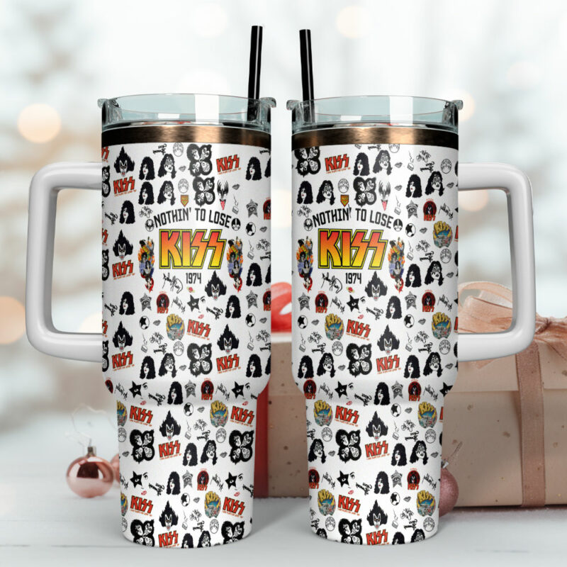 Kiss Band Music Custom Stanley Quencher 40oz Stainless Steel Tumbler With Handle - Threewoofs - Image 4