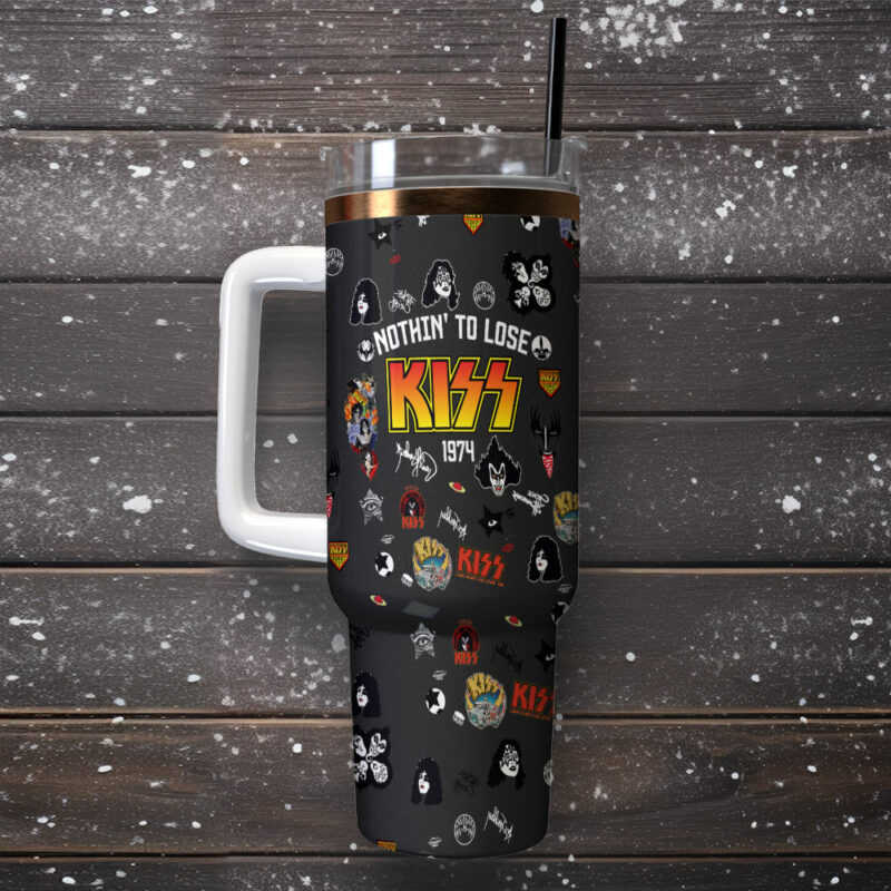 Kiss Band Music Custom Stanley Quencher 40oz Stainless Steel Tumbler With Handle - Threewoofs - Image 2
