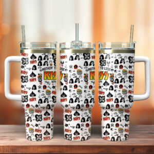 Kiss Band Music Custom Stanley Quencher 40oz Stainless Steel Tumbler With Handle - Threewoofs