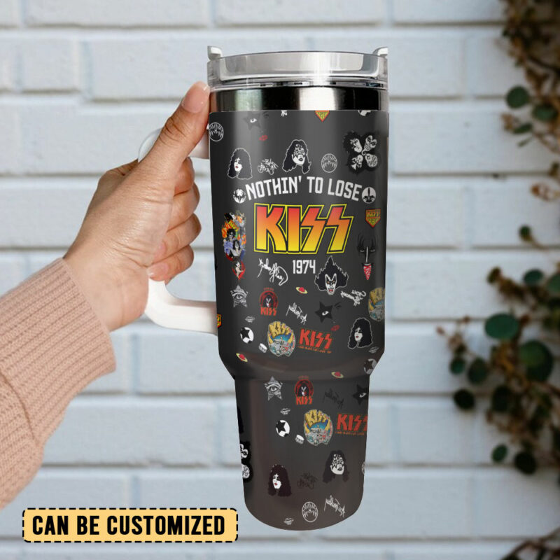 Kiss Band Music Custom Stanley Quencher 40oz Stainless Steel Tumbler With Handle - Threewoofs - Image 3