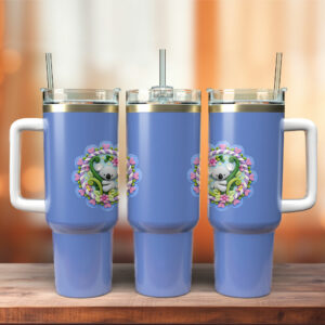 Koala Flower Custom Stanley Quencher 40oz Stainless Steel Tumbler With Handle - Threewoofs