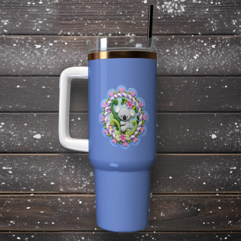 Koala Flower Custom Stanley Quencher 40oz Stainless Steel Tumbler With Handle - Threewoofs - Image 2