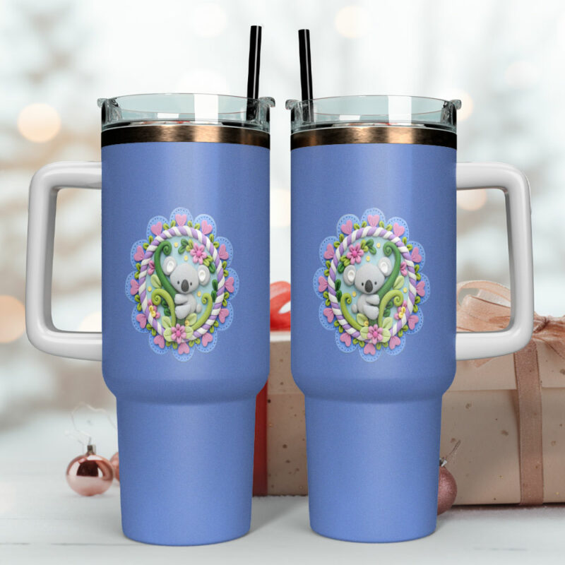 Koala Flower Custom Stanley Quencher 40oz Stainless Steel Tumbler With Handle - Threewoofs - Image 4