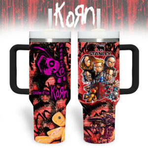 Korn Music Custom Stanley Quencher 40oz Stainless Steel Tumbler With Handle - Threewoofs