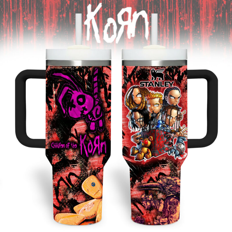 Korn Music Custom Stanley Quencher 40oz Stainless Steel Tumbler With Handle - Threewoofs