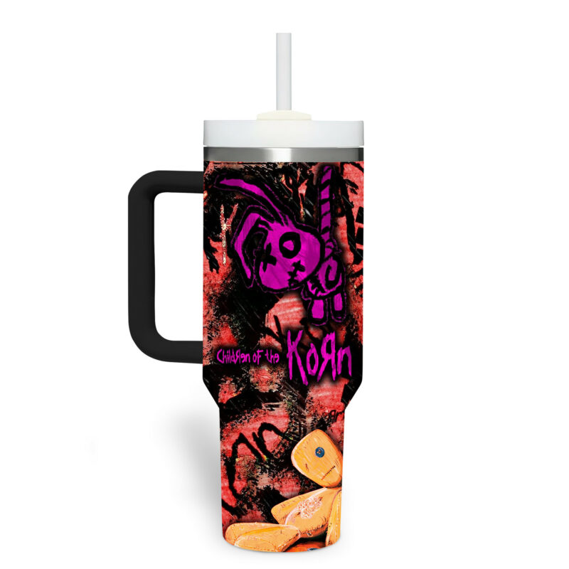 Korn Music Custom Stanley Quencher 40oz Stainless Steel Tumbler With Handle - Threewoofs - Image 4