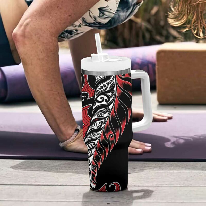 Koru Fern New Zealand Maori Tribal Custom Stanley Quencher 40oz Stainless Steel Tumbler With Handle - Threewoofs - Image 6