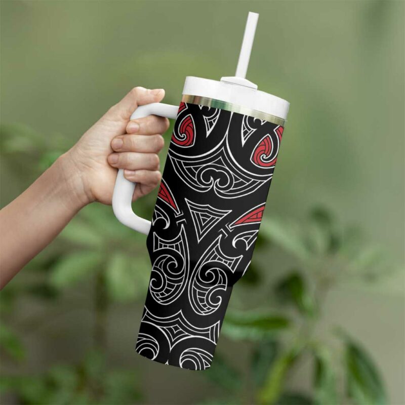 Koru Fern New Zealand Maori Tribal Custom Stanley Quencher 40oz Stainless Steel Tumbler With Handle - Threewoofs - Image 3