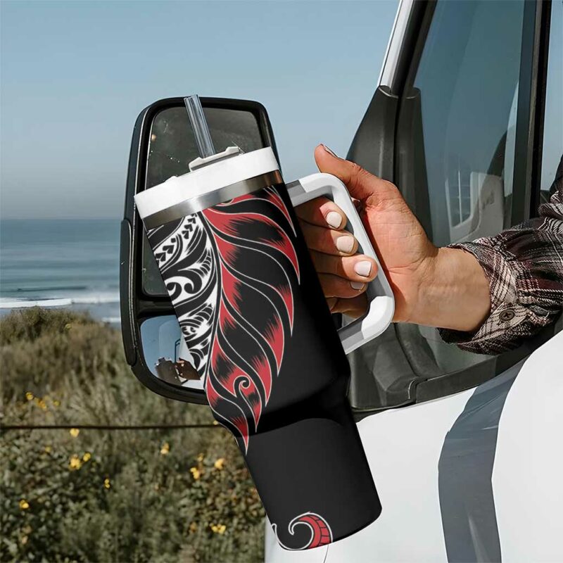 Koru Fern New Zealand Maori Tribal Custom Stanley Quencher 40oz Stainless Steel Tumbler With Handle - Threewoofs - Image 7