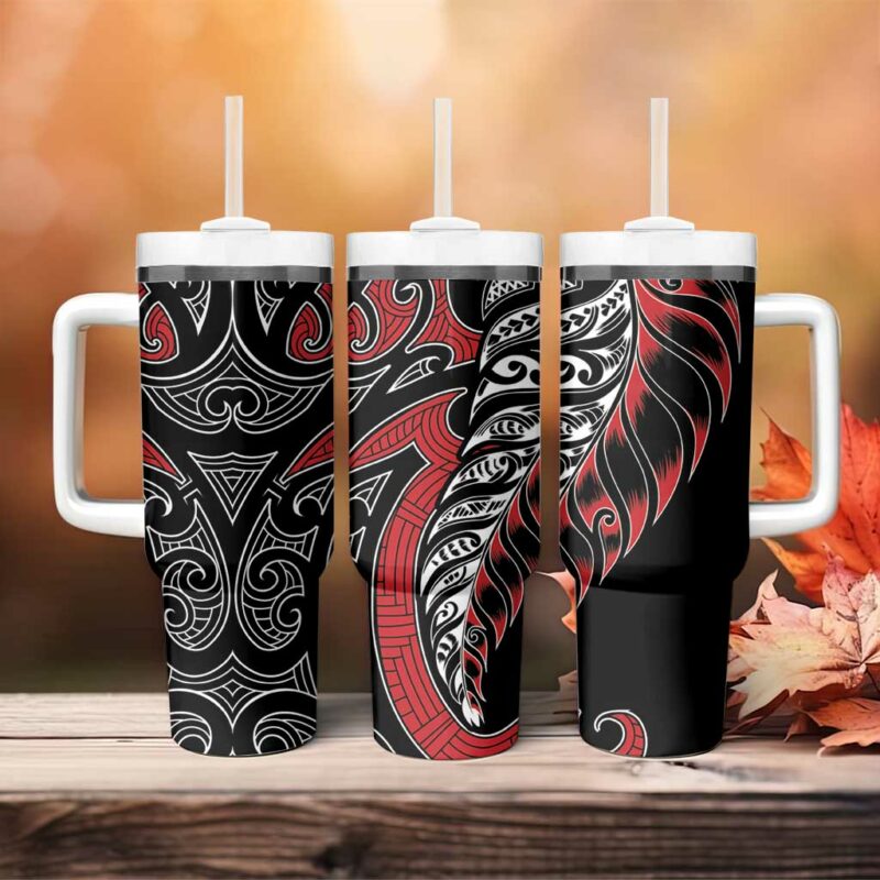 Koru Fern New Zealand Maori Tribal Custom Stanley Quencher 40oz Stainless Steel Tumbler With Handle - Threewoofs - Image 4