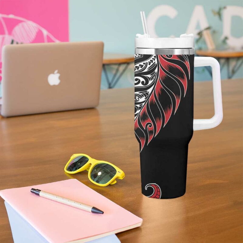 Koru Fern New Zealand Maori Tribal Custom Stanley Quencher 40oz Stainless Steel Tumbler With Handle - Threewoofs - Image 5