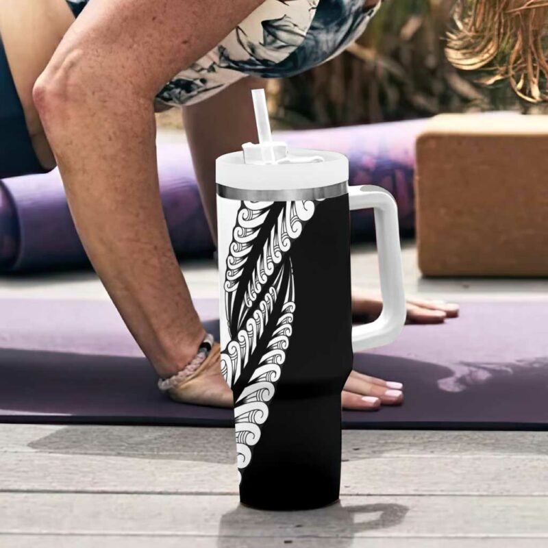 Koru Fern New Zealand Maori Tribal Warrior Custom Stanley Quencher 40oz Stainless Steel Tumbler With Handle - Threewoofs - Image 6