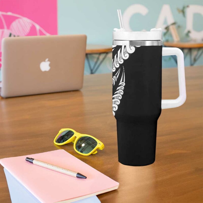 Koru Fern New Zealand Maori Tribal Warrior Custom Stanley Quencher 40oz Stainless Steel Tumbler With Handle - Threewoofs - Image 5
