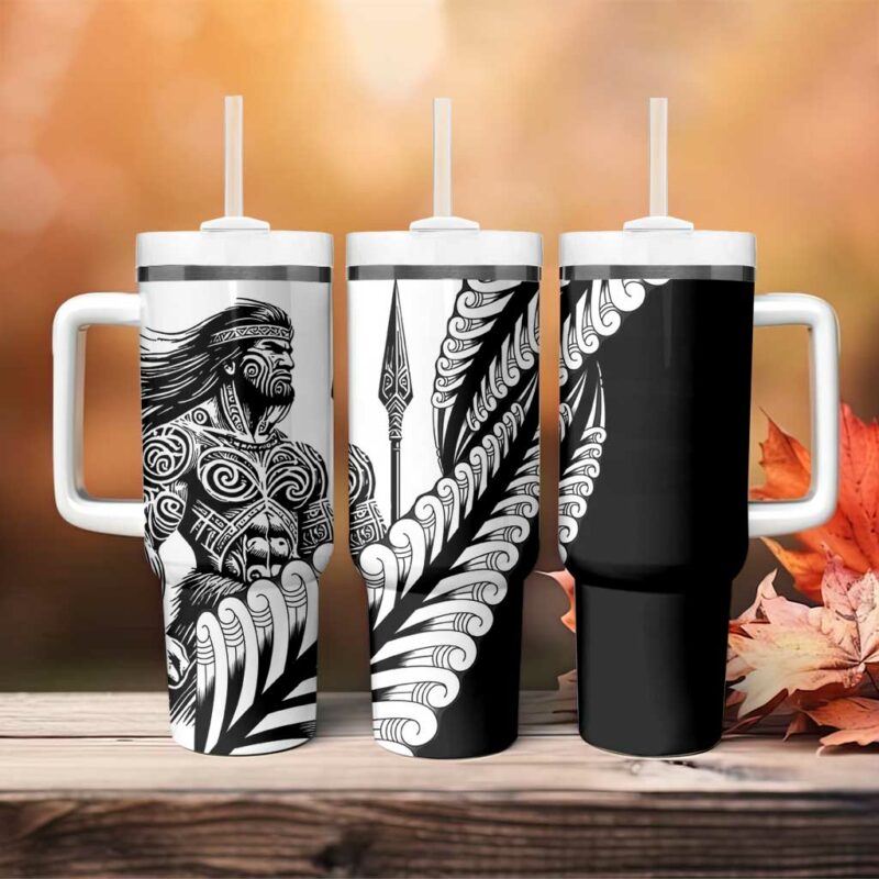 Koru Fern New Zealand Maori Tribal Warrior Custom Stanley Quencher 40oz Stainless Steel Tumbler With Handle - Threewoofs - Image 4