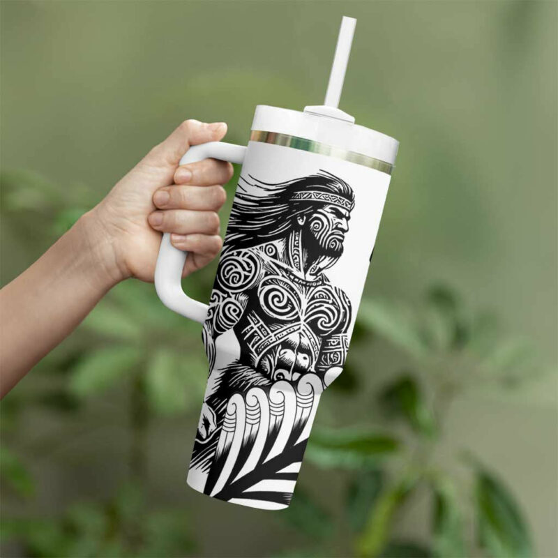 Koru Fern New Zealand Maori Tribal Warrior Custom Stanley Quencher 40oz Stainless Steel Tumbler With Handle - Threewoofs - Image 3