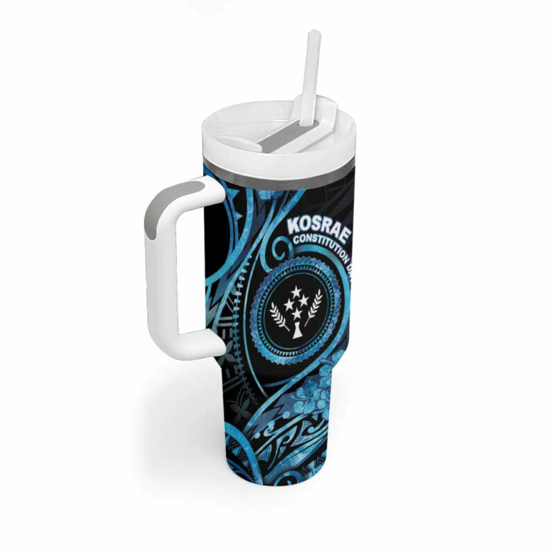 Kosrae Constitution Day Ocean Floral Custom Stanley Quencher 40oz Stainless Steel Tumbler With Handle - Threewoofs - Image 2