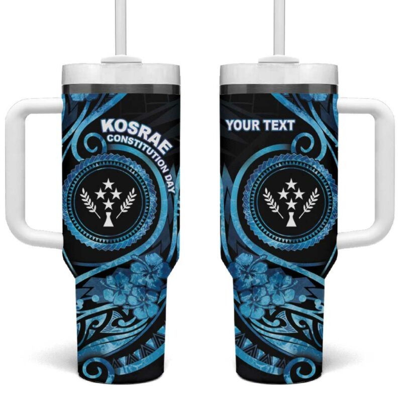 Kosrae Constitution Day Ocean Floral Custom Stanley Quencher 40oz Stainless Steel Tumbler With Handle - Threewoofs