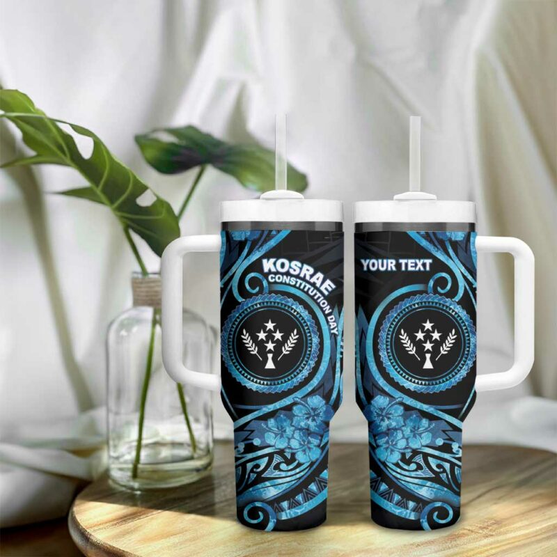 Kosrae Constitution Day Ocean Floral Custom Stanley Quencher 40oz Stainless Steel Tumbler With Handle - Threewoofs - Image 9