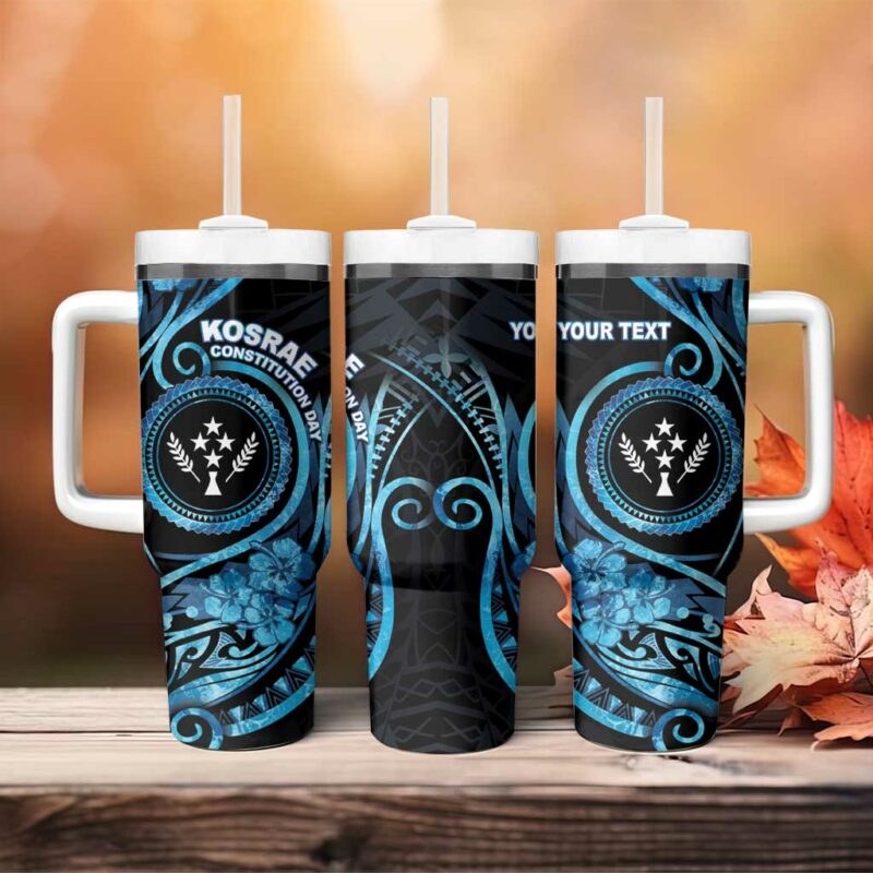 Kosrae Constitution Day Ocean Floral Custom Stanley Quencher 40oz Stainless Steel Tumbler With Handle - Threewoofs - Image 4