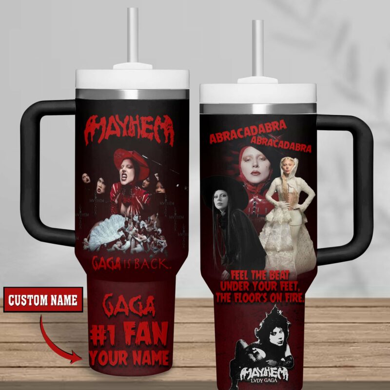 Lady Gaga Music Custom Stanley Quencher 40oz Stainless Steel Tumbler With Handle - Threewoofs - Image 3