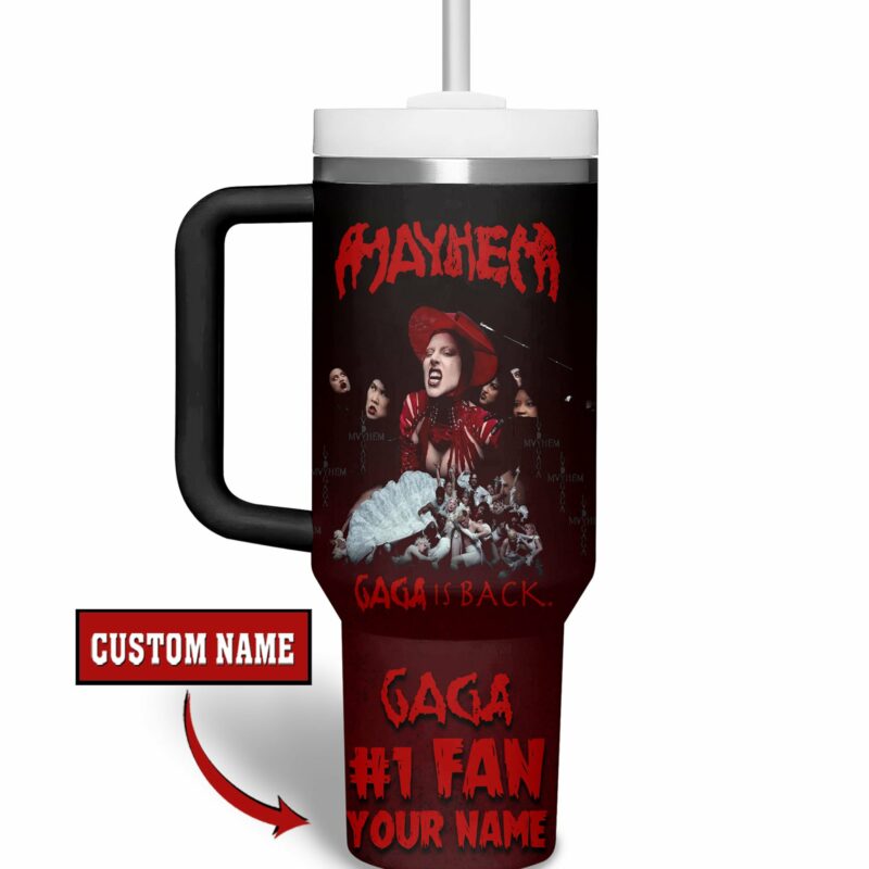 Lady Gaga Music Custom Stanley Quencher 40oz Stainless Steel Tumbler With Handle - Threewoofs - Image 4