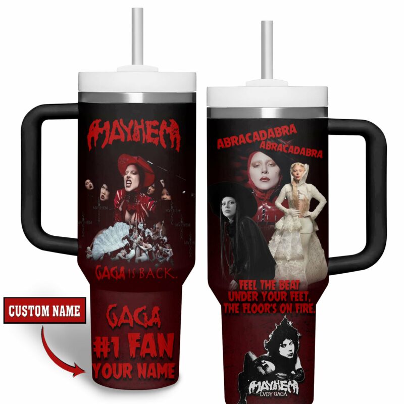 Lady Gaga Music Custom Stanley Quencher 40oz Stainless Steel Tumbler With Handle - Threewoofs - Image 2