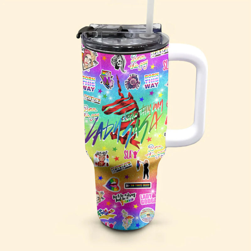 Lady Gaga Music Custom Stanley Quencher 40oz Stainless Steel Tumbler With Handle - Threewoofs - Image 4
