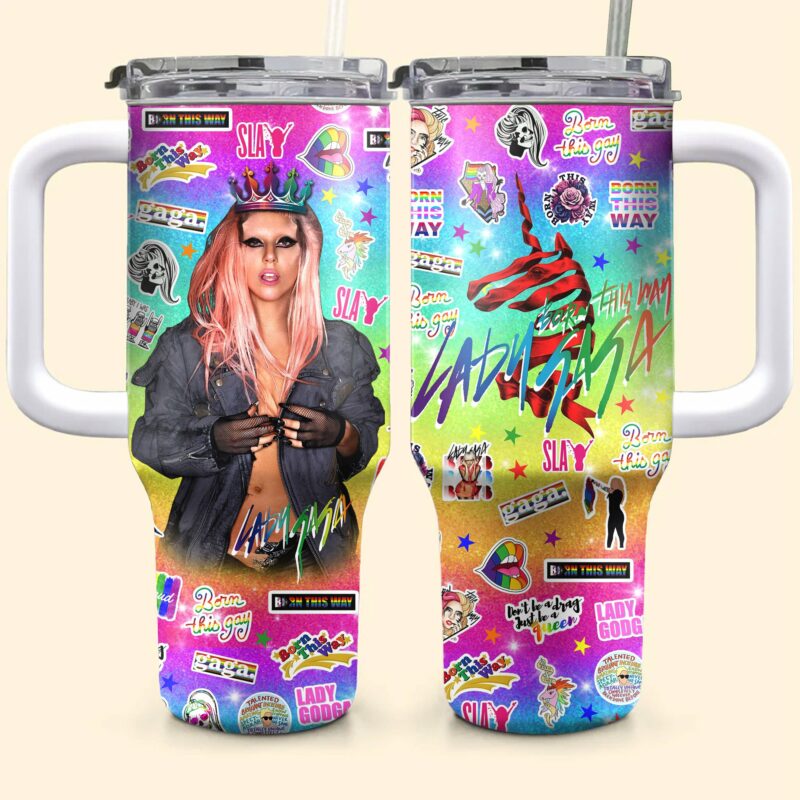 Lady Gaga Music Custom Stanley Quencher 40oz Stainless Steel Tumbler With Handle - Threewoofs - Image 3