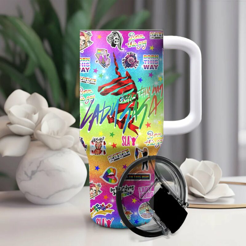 Lady Gaga Music Custom Stanley Quencher 40oz Stainless Steel Tumbler With Handle - Threewoofs - Image 2