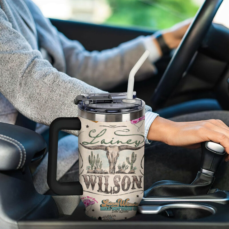 Lainey Wilson Music Custom Stanley Quencher 40oz Stainless Steel Tumbler With Handle - Threewoofs - Image 5