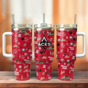 Las Vegas Aces WNBA Custom Stanley Quencher 40oz Stainless Steel Tumbler With Handle - Threewoofs