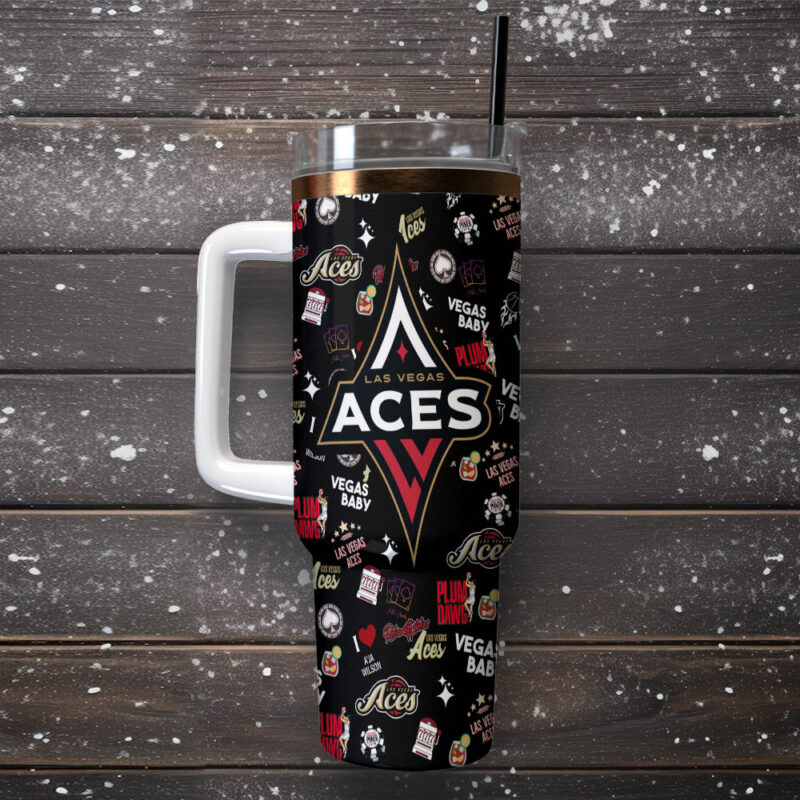 Las Vegas Aces WNBA Custom Stanley Quencher 40oz Stainless Steel Tumbler With Handle - Threewoofs - Image 2