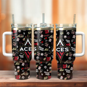 Las Vegas Aces WNBA Custom Stanley Quencher 40oz Stainless Steel Tumbler With Handle - Threewoofs